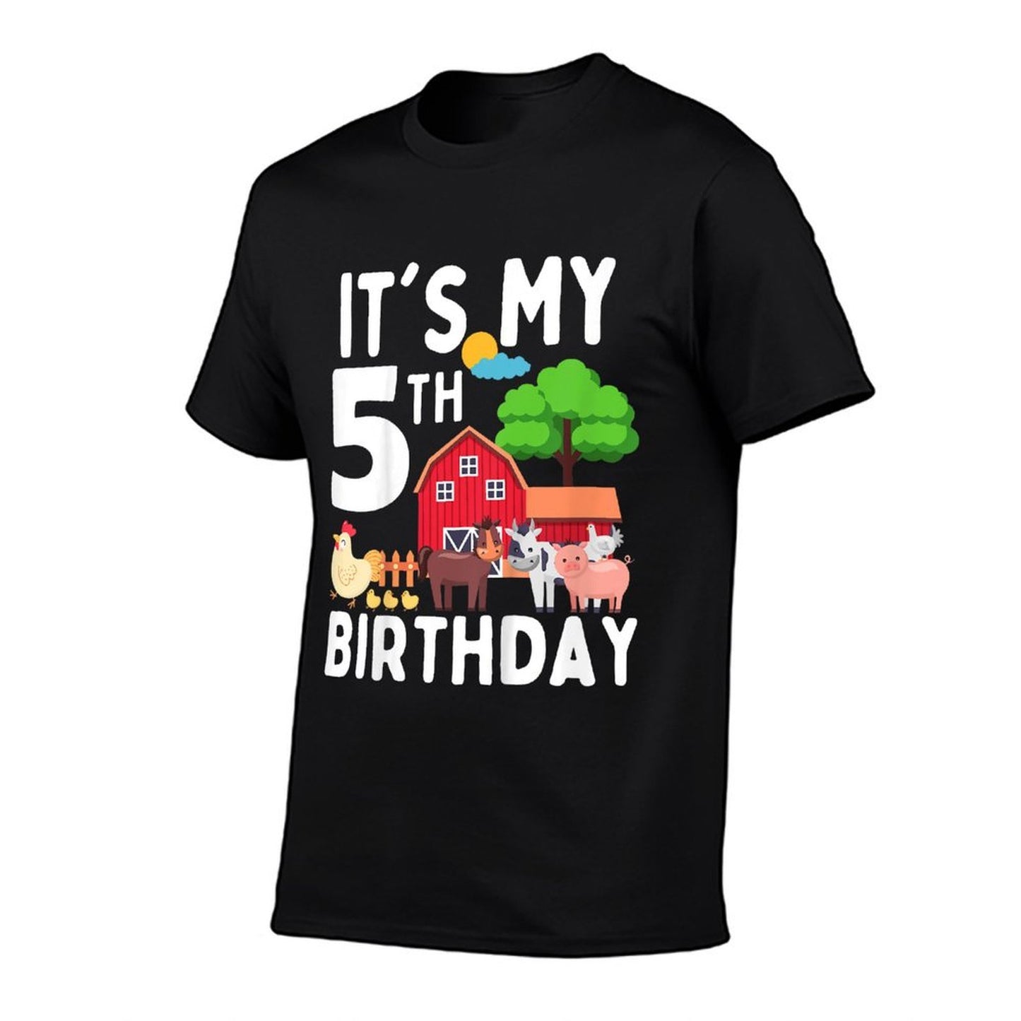 Kids It's My 5th Birthday 5 Years Old Farm Animals Theme for Kids  Lightweight T-Shirt