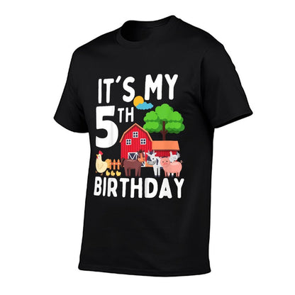 Kids It's My 5th Birthday 5 Years Old Farm Animals Theme for Kids  Lightweight T-Shirt