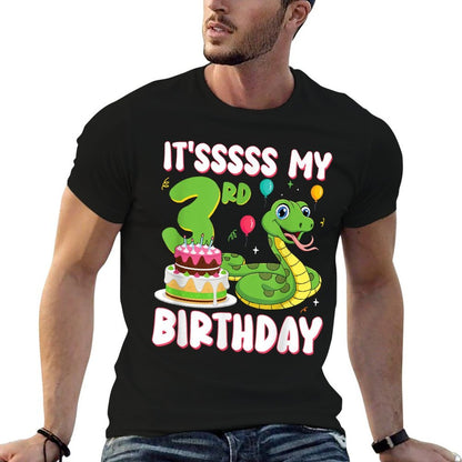 3 Year Old Snake 3rd Birthday Python Party Kids  High-quality Stitching T-Shirt