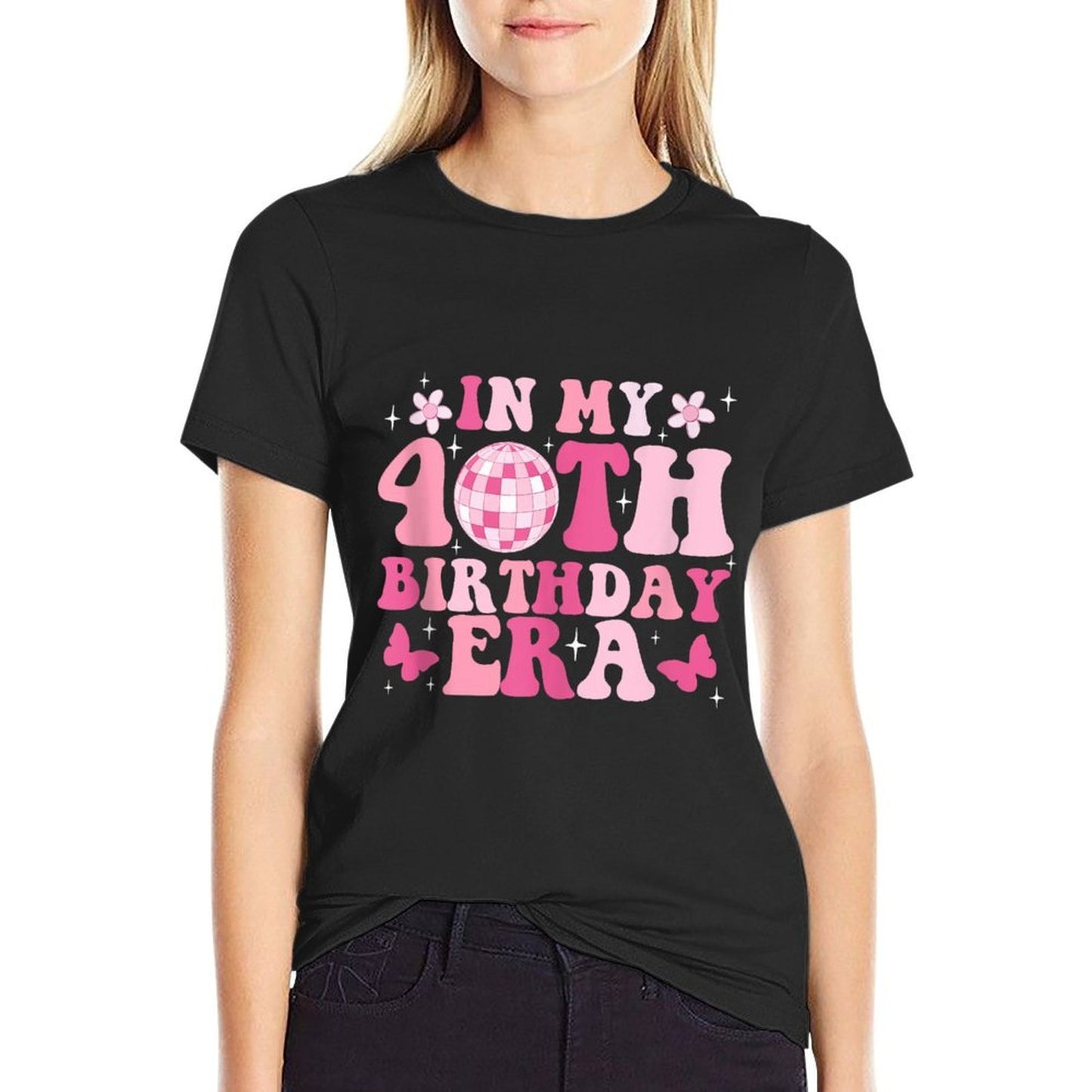 In My 40th Birthday Era Girl Womens Gifts Bday 40 Year Old  Rolled Sleeves T-Shirt