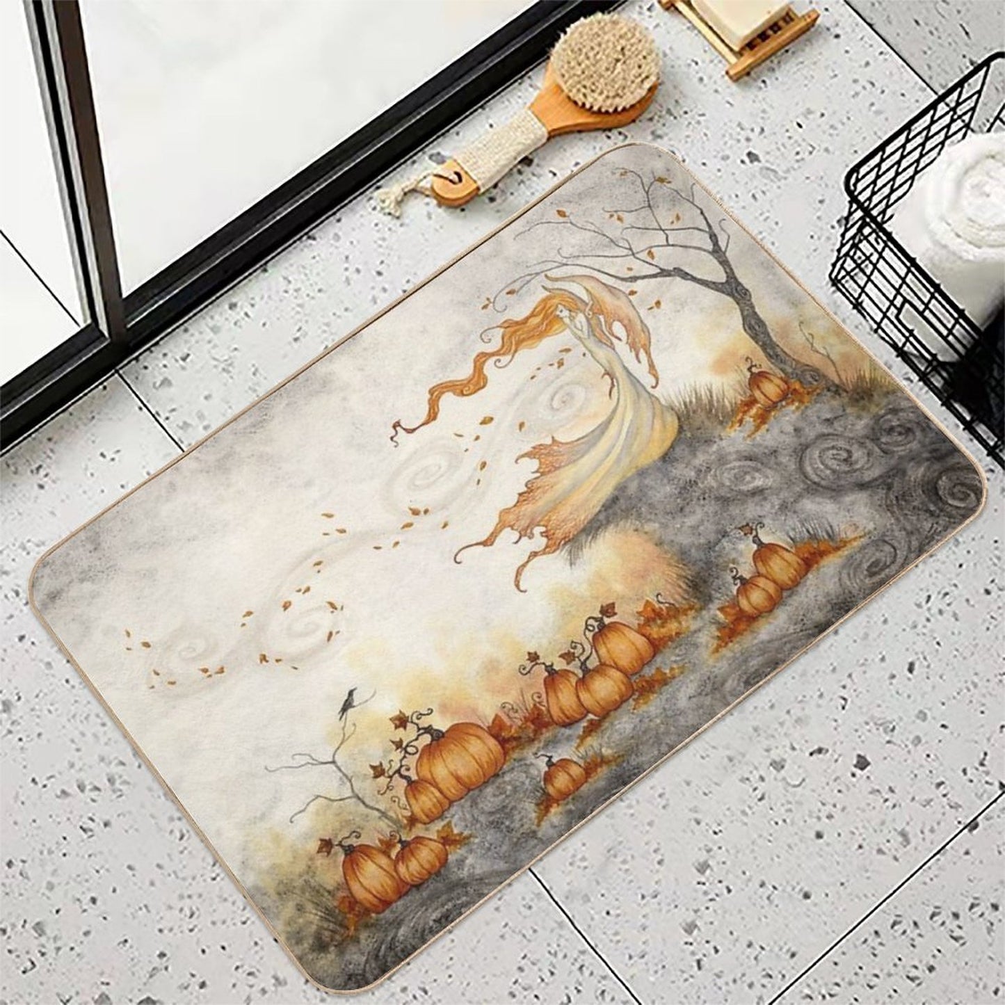 Whispers in The Pumpkin Patch  Easy Maintenance Bath Mat