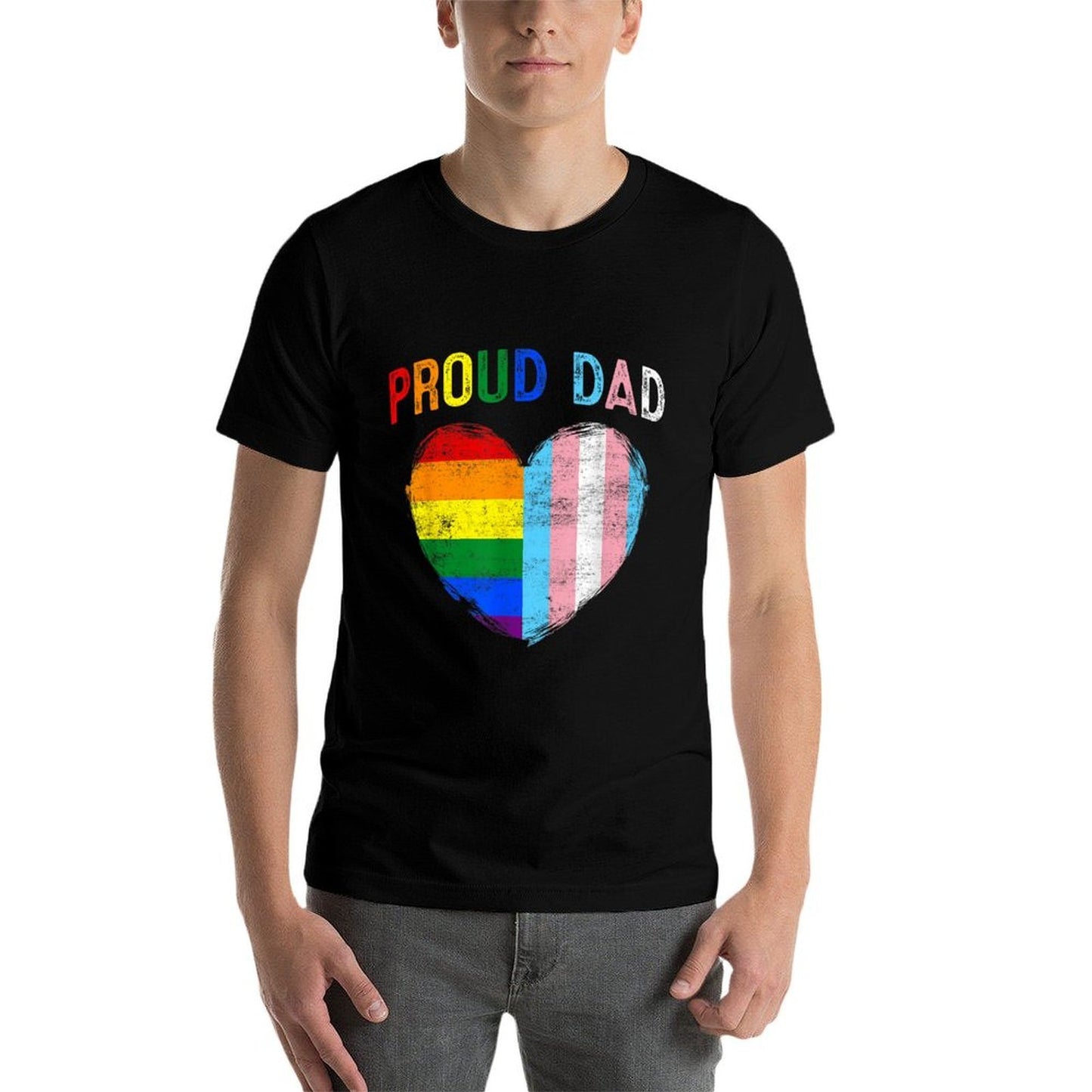 Funny Fathers Day Proud Dad Transgender Gay Rainbow LGBT  Eco-friendly Material T-Shirt