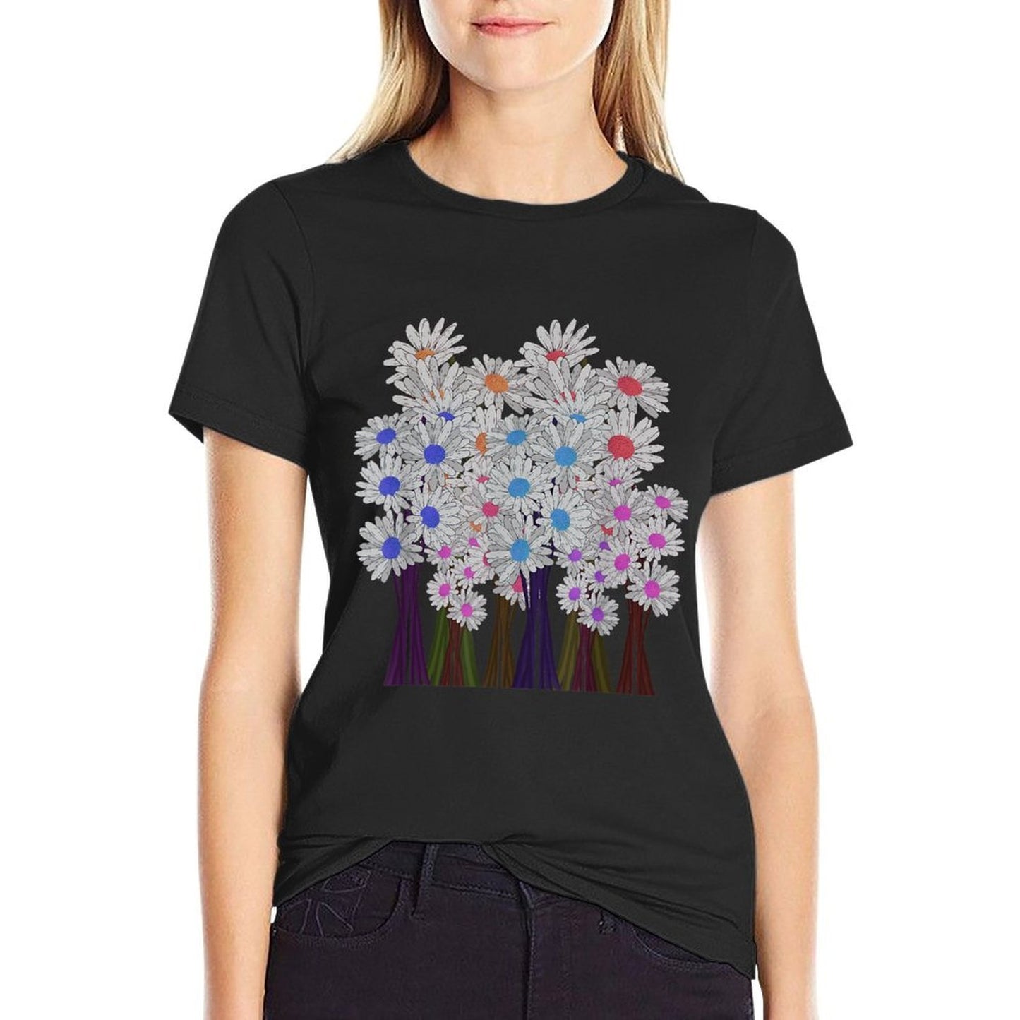 Flower Blossoms Botanical Wildflowers Daisy Botanical  Slim-fit Cut T-Shirt