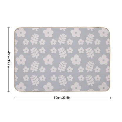 Mid Century Modern Flowers & Leaves, Cute Retro Pattern, Stone Blue  Rapid-Drying Bath Mat