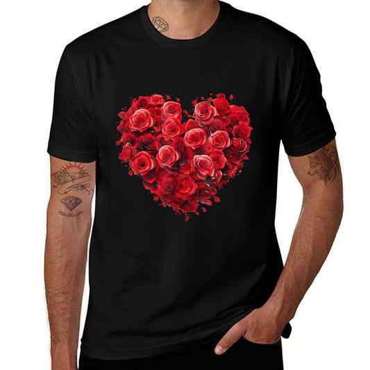 Heart Roses Flower Love Graphic  Oversized Silhouette T-Shirt