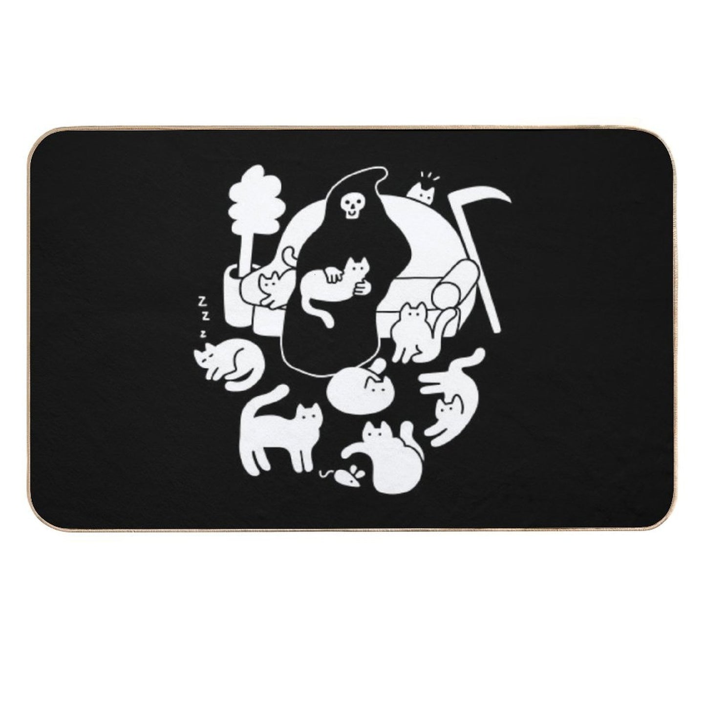 Death And His Cats  Fade-Resistant Bath Mat