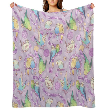 Budgie Bunch Grape Froyo Flavored Durable Throw Blanket