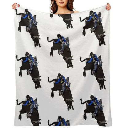Bull Rider Stetson Wright Easy Care Throw Blanket