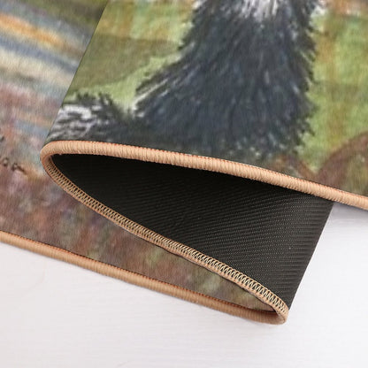 Border Collie Dog Meditates on The Hills And Mountains before Him  Slip-Resistant Bath Mat