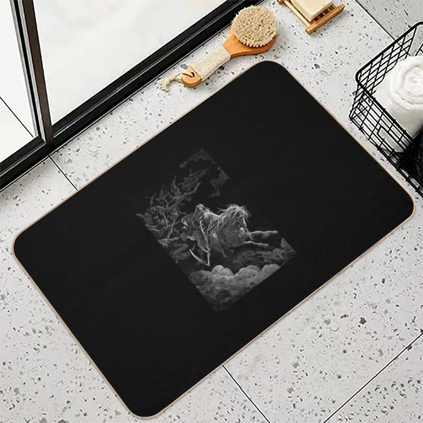 Death Gustav Dore Vintage Illustration Occult Grunge  Toxin-Free Bath Mat