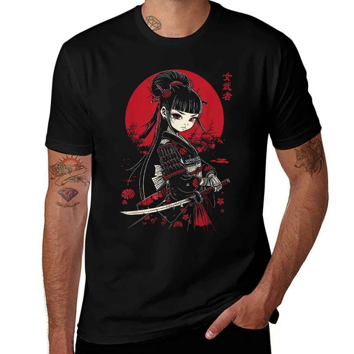 Japanese Gothic Kawaii Anime Samurai Cat Mom Woman Girls  Breathable T-Shirt