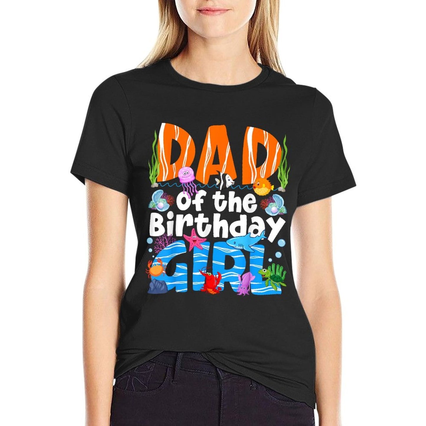 Dad Under Sea Birthday Party Girls Ocean Sea Animals Themed  Soft T-Shirt