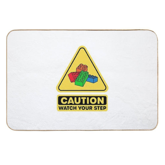 Caution Watch Your Step Toy Brick Building Block AFOL  High-Traffic Bath Mat