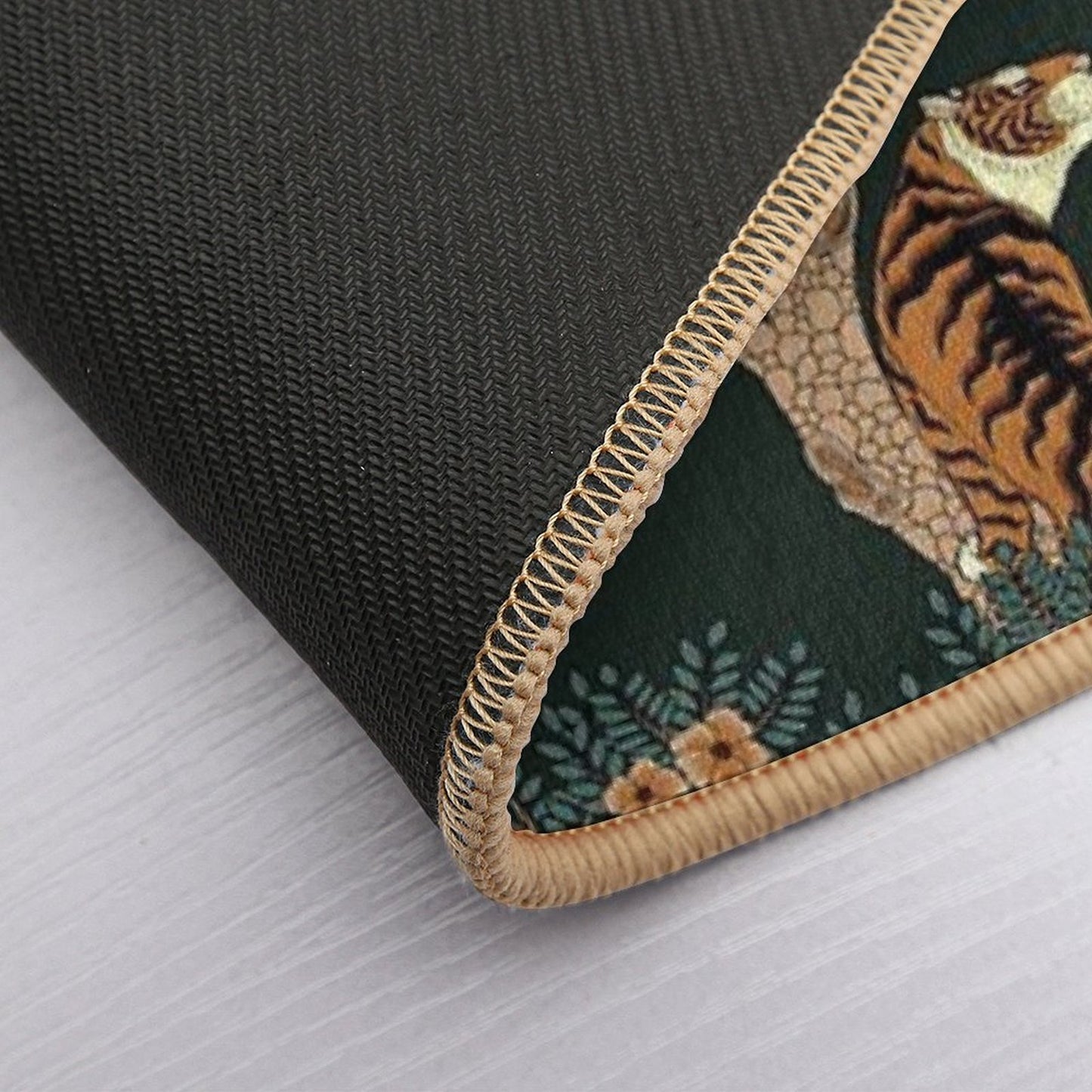 Vintage Tiger And Peacock in The Jungle  Pet-Safe Bath Mat