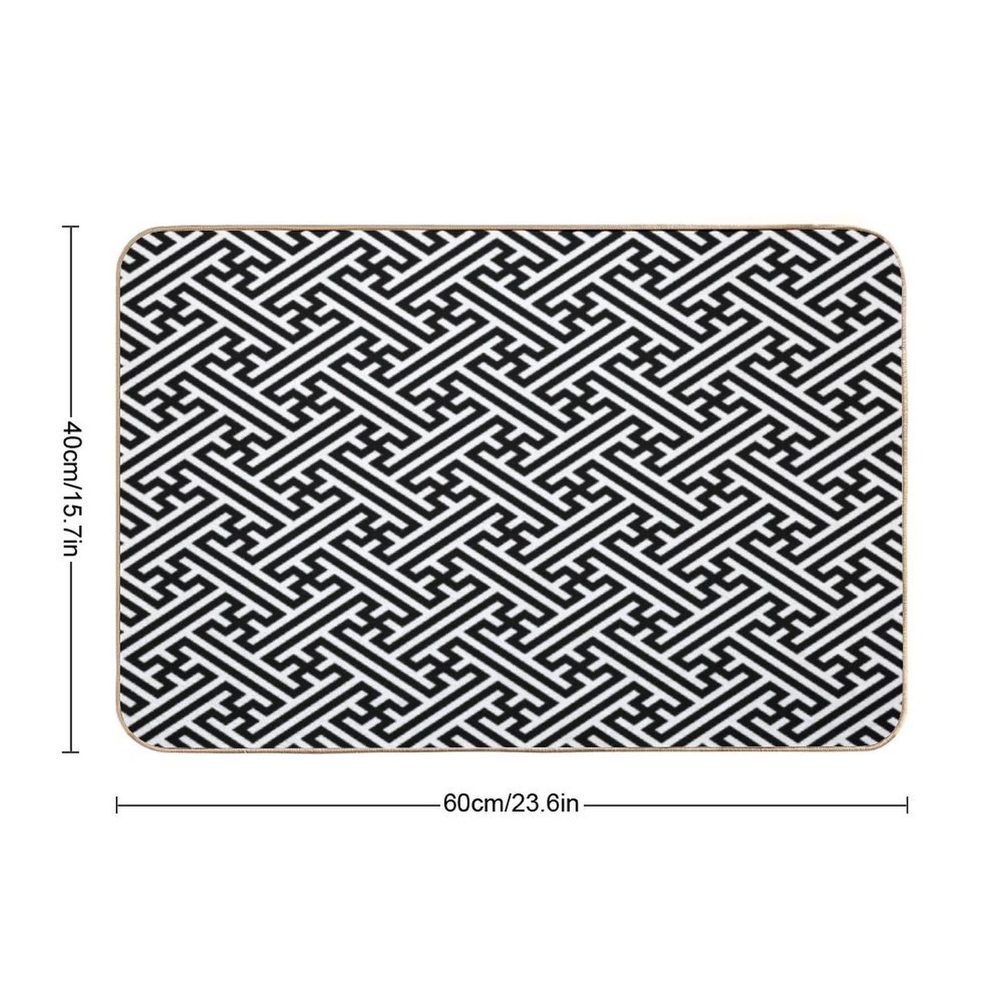 Sayagata - Japanese Traditional Pattern - Black  Slip-Resistant Bath Mat