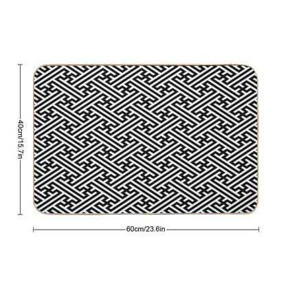 Sayagata - Japanese Traditional Pattern - Black  Slip-Resistant Bath Mat