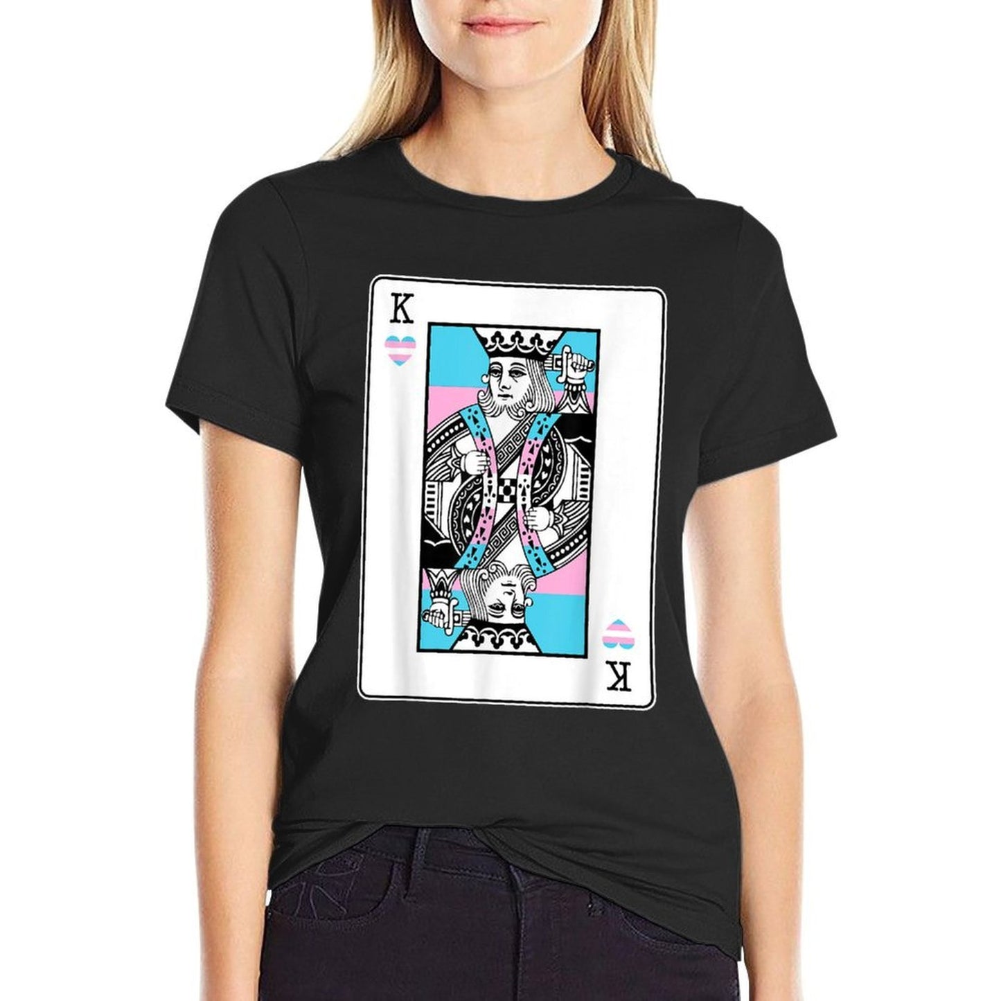 Transgender King Of Hearts LGBT-Q Pride Couple Matching  Heathered Texture T-Shirt