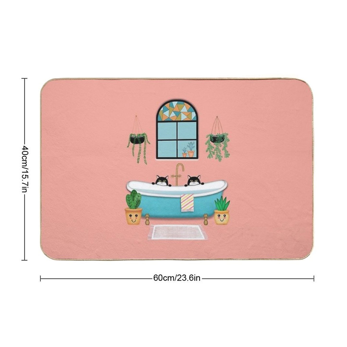 Cats  Bathtub  Illustration  Slip-Resistant Bath Mat