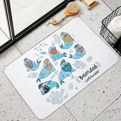 Bearded Walruses  Absorbent Bath Mat