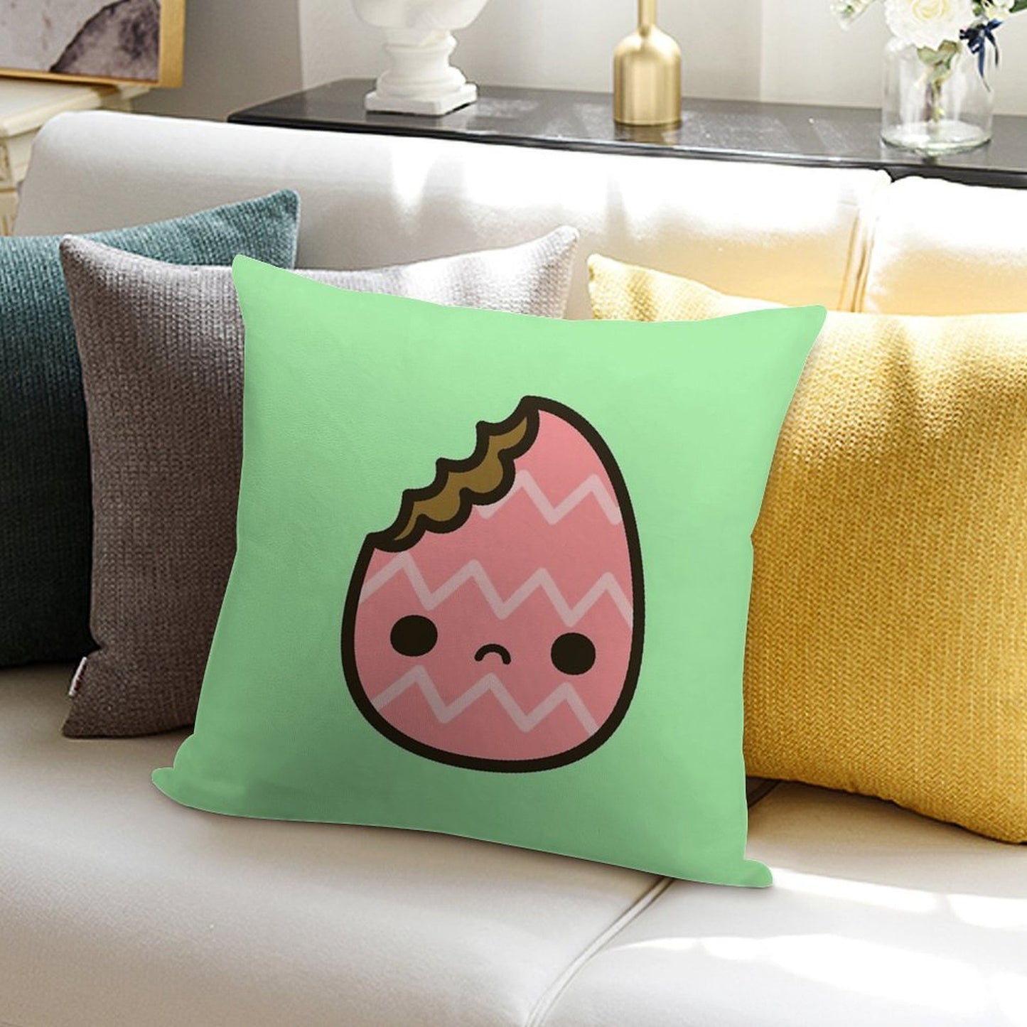 Sad Easter Egg Soft Fade-Resistant Throw Pillow