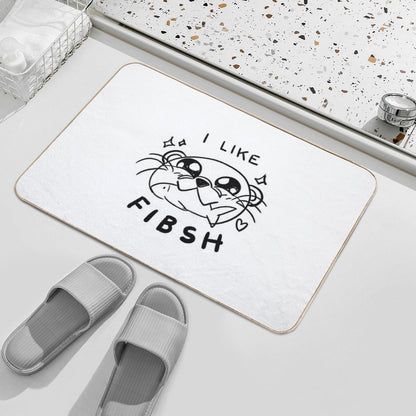 Cute Kawaii Otter Eating Fish  Dirt-Trapping Bath Mat