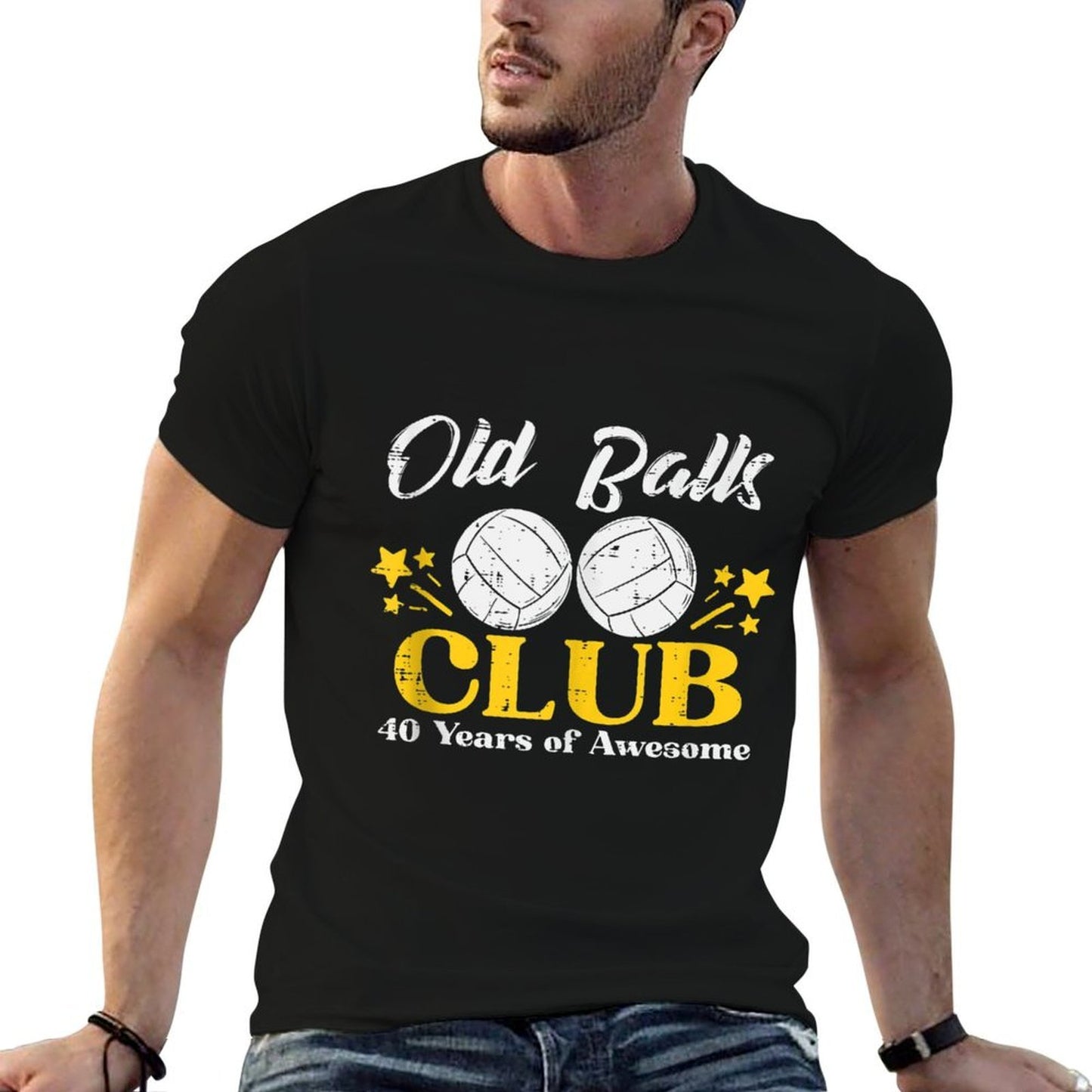 Mens Old Balls Club Volleyball 40 Years Awesome 40th Birthday Men  Polyester Blend T-Shirt