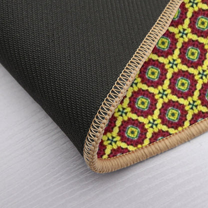 Golden Red Bouquet Grand Medallions  Long-Lasting Bath Mat