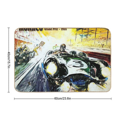 MONACO  Vintage 1955 Grand Prix Painting Print Durable Bath Mat