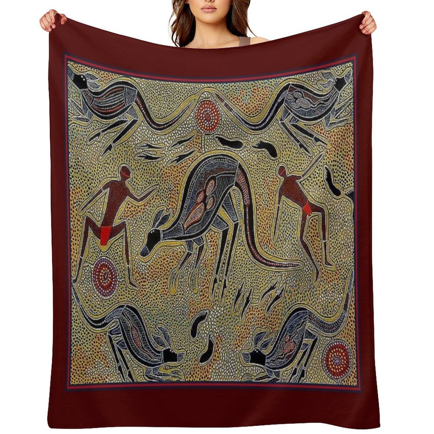 AUSTRALIAN ABORIGINAL  Vintage Art Print All-season Throw Blanket