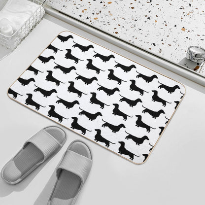 Dachshund Dog Silhouette(s)  Smooth Coated Wiener Dog  Fade-Resistant Bath Mat