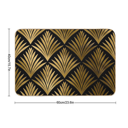 Luxurious Black And Golden Color Art Deco Elegant Pattern  High-Traffic Bath Mat