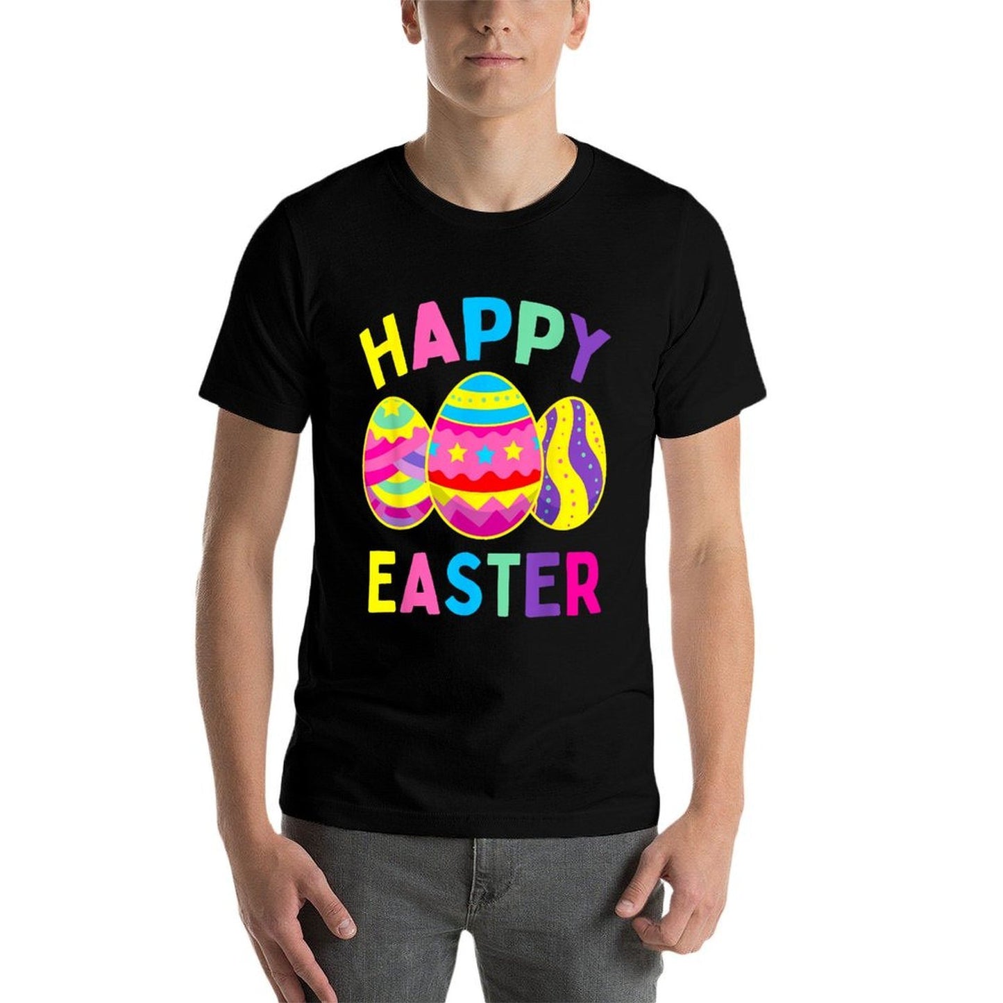Happy Easter Day, Cute Colorful Egg Hunting Women Boys Girls  Odor-resistant T-Shirt