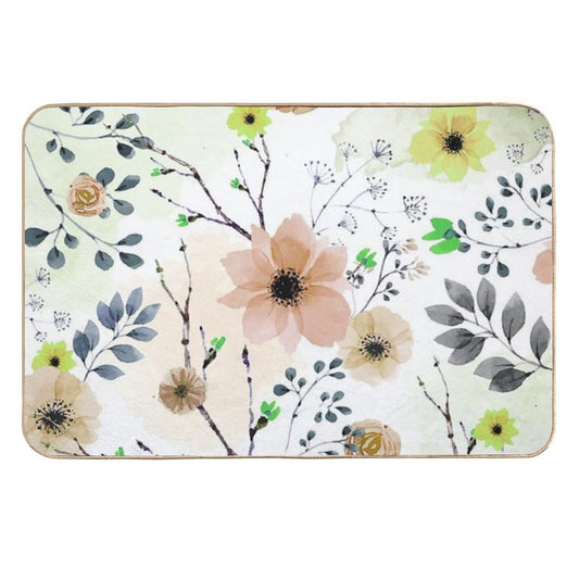 Watercolor Flowers III (different Flowers)  Fade-Resistant Bath Mat