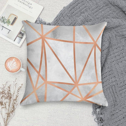 White & Copper Geo Soft Fade-Resistant Throw Pillow