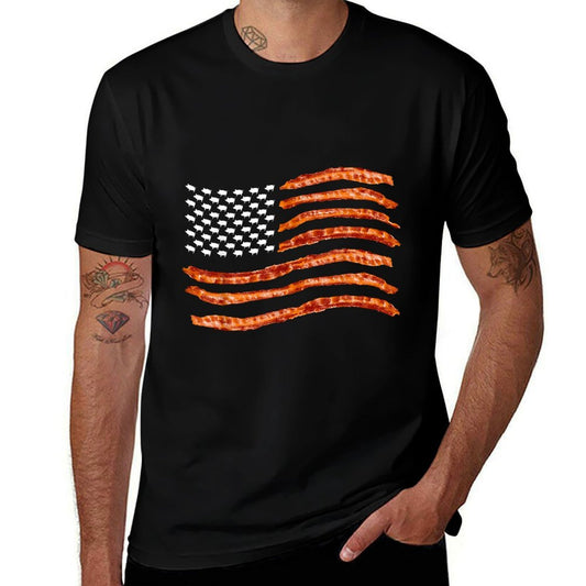 USA Bacon  Cute US Dried Pigs Funny 4th Of July Gift  Summer-ready Fabric T-Shirt
