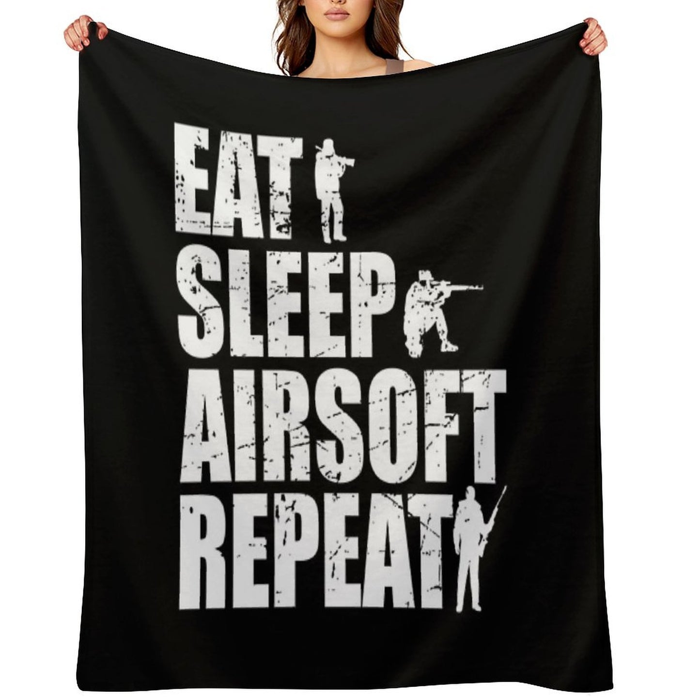 Eat Sleep Airsoft Repeat Eco-conscious Throw Blanket