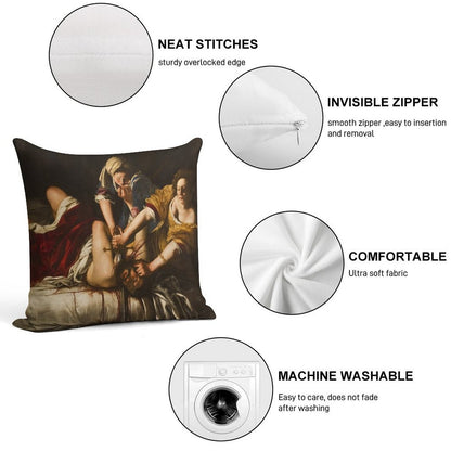 Artemisia Gentileschi's Judith Slaying Holofernes Soft Luxury Feel Throw Pillow