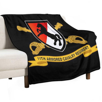 Army  - 11th Armored Cavalry Regiment - SSI W Br - Ribbon X 300 Sustainable Throw Blanket