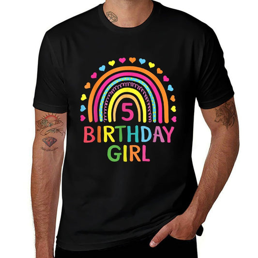 5 Years Old Rainbow Girls 5th Birthday For Girls Kids  Summer-ready Fabric T-Shirt