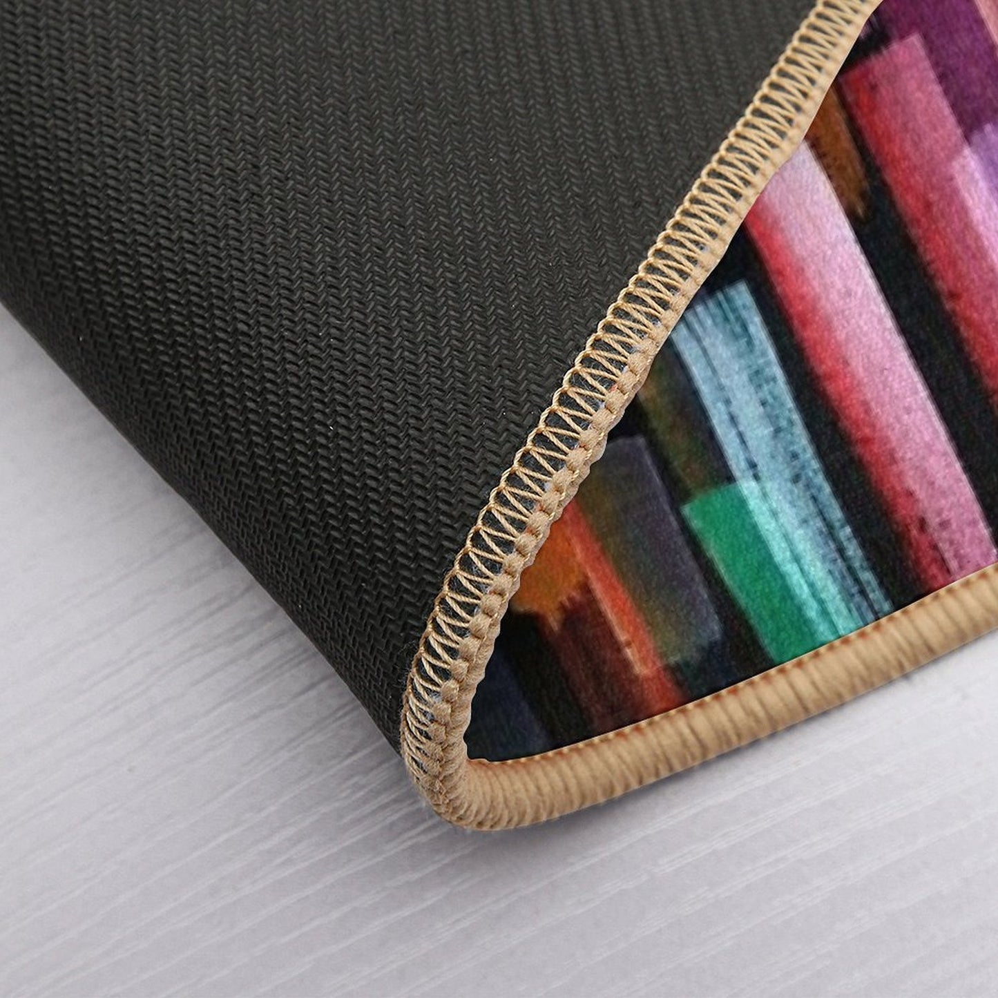 Multicolored Watercolor Stripes Pattern  Stain-Proof Bath Mat