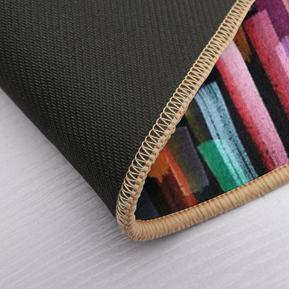 Multicolored Watercolor Stripes Pattern  Stain-Proof Bath Mat
