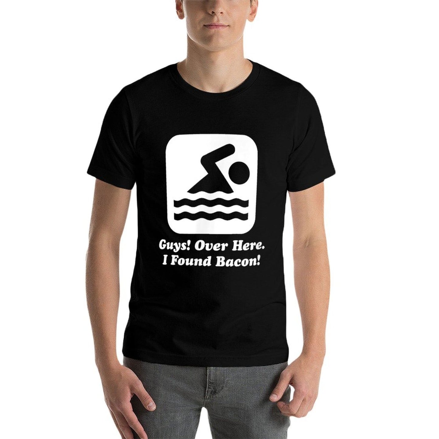 Funny Swimmer Over Here I Found Bacon  Breathable T-Shirt