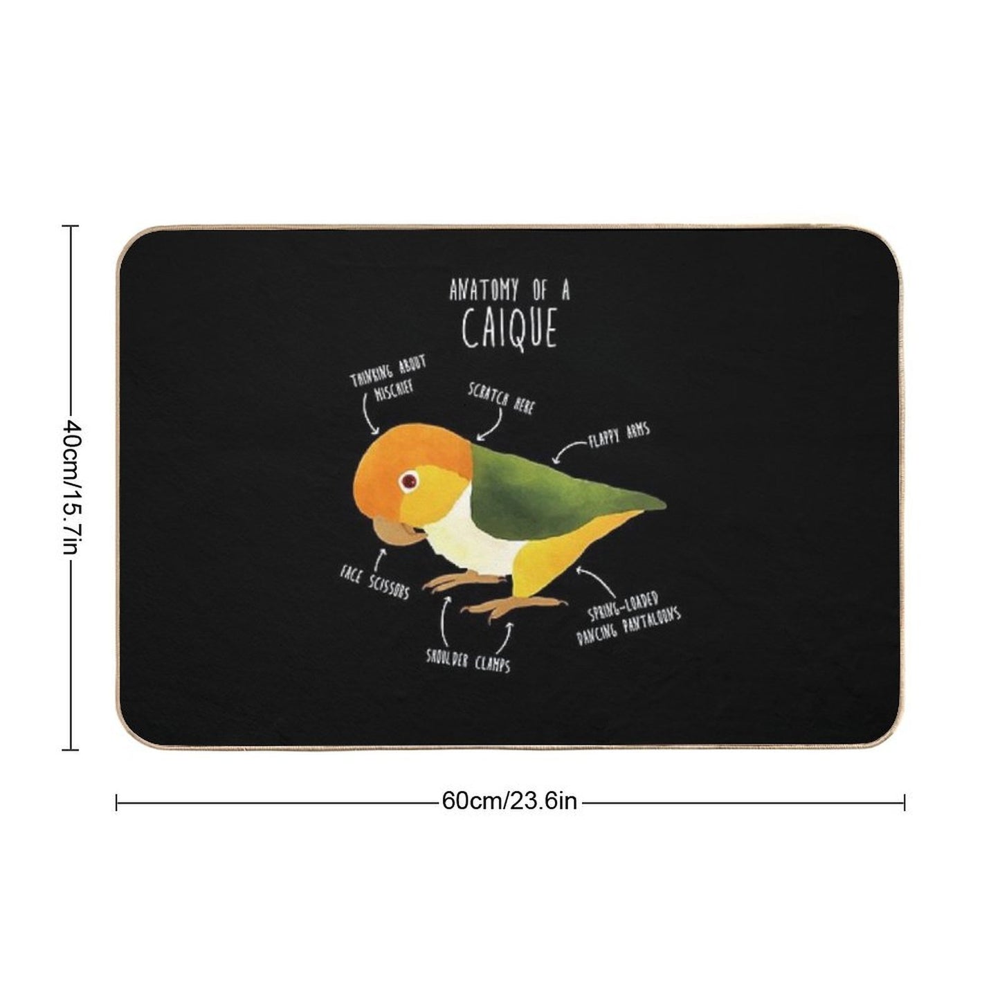 Anatomy of A White-Bellied Caique  Repositionable Bath Mat