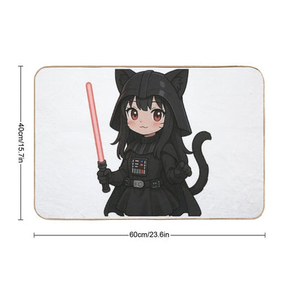 Kawaii Darth Vader Cat Girl  Stain-Proof Bath Mat