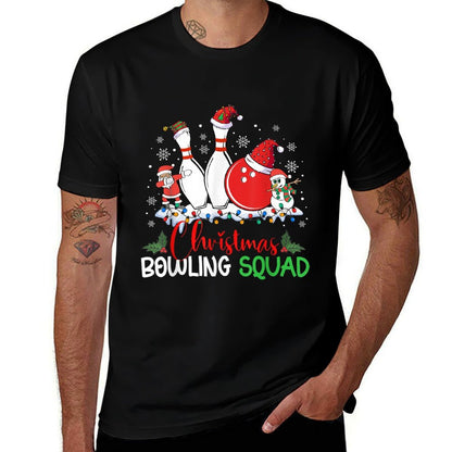 Christmas Bowling Squad Xmas Lights Santa Bowling Player  Easy-care T-Shirt