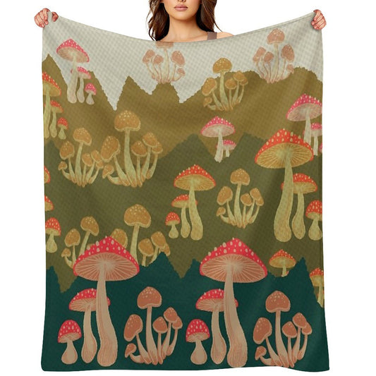 Mushroom Vintage Landscape Premium Throw Blanket