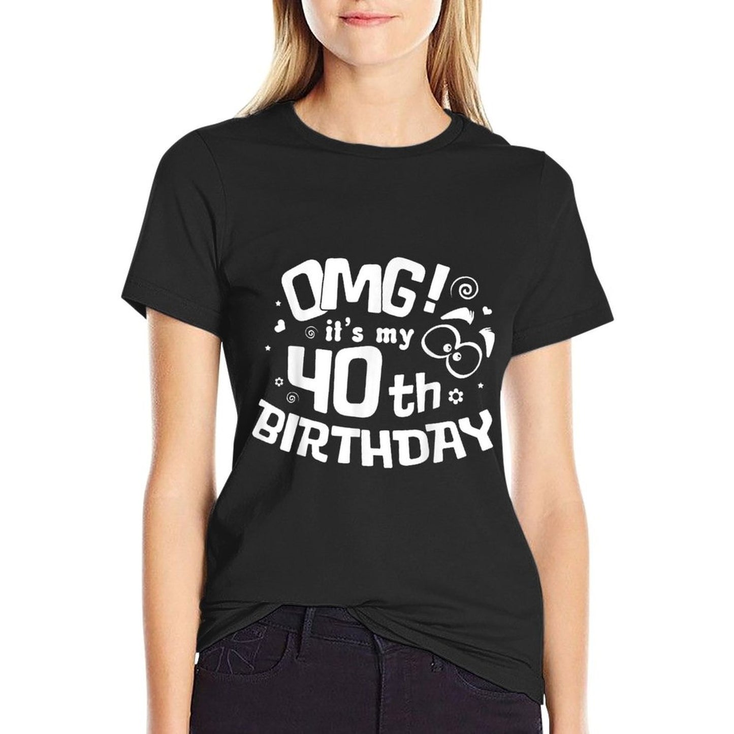 Omg It's My 40th Birthday Forty Birthday Gift Party  Oversized Silhouette T-Shirt