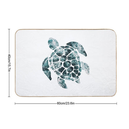Sea Turtle - Turquoise Ocean Waves  Slip-Resistant Bath Mat