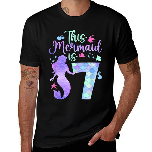 This Mermaid Is 7 Birthday Girls Mermaid  Oversized Silhouette T-Shirt