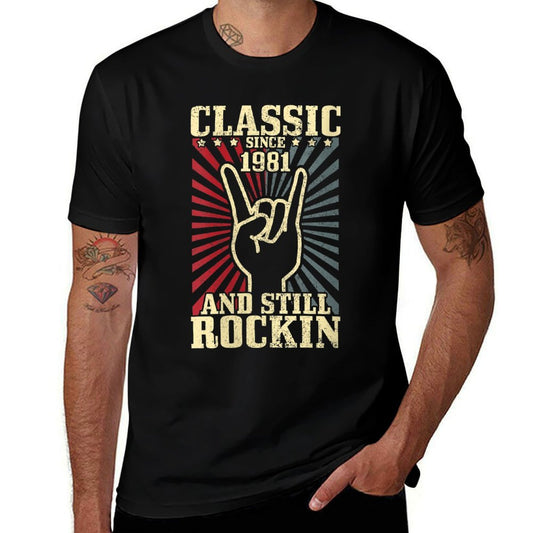 Womens 1981 Classic Rock Vintage Rock & Roll 40th Birthday Gift  Wrinkle-resistant T-Shirt